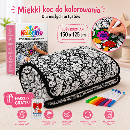 Miękki Koc do Kolorowania z Markerami - Kolorino